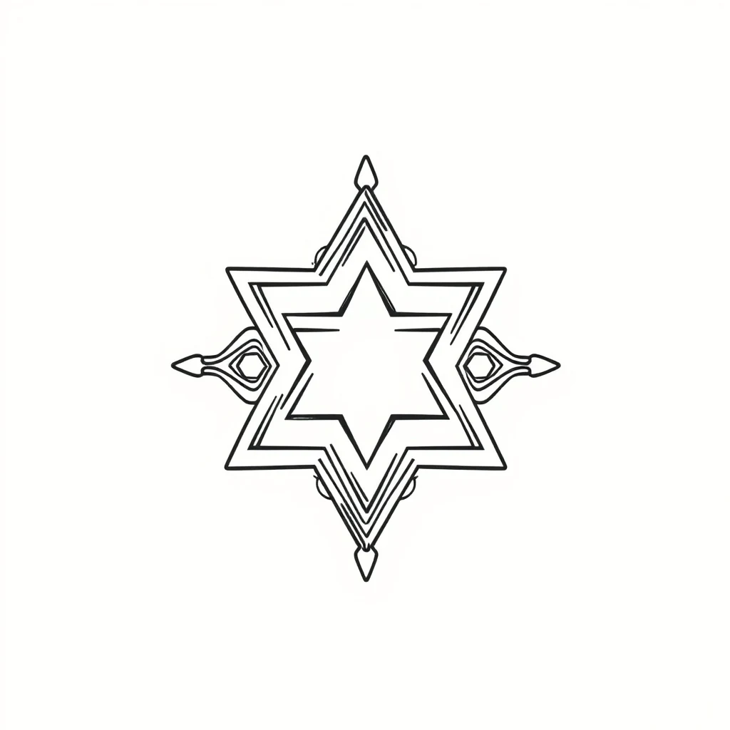 דף צביעה מגן דוד מעוצב להדפסה