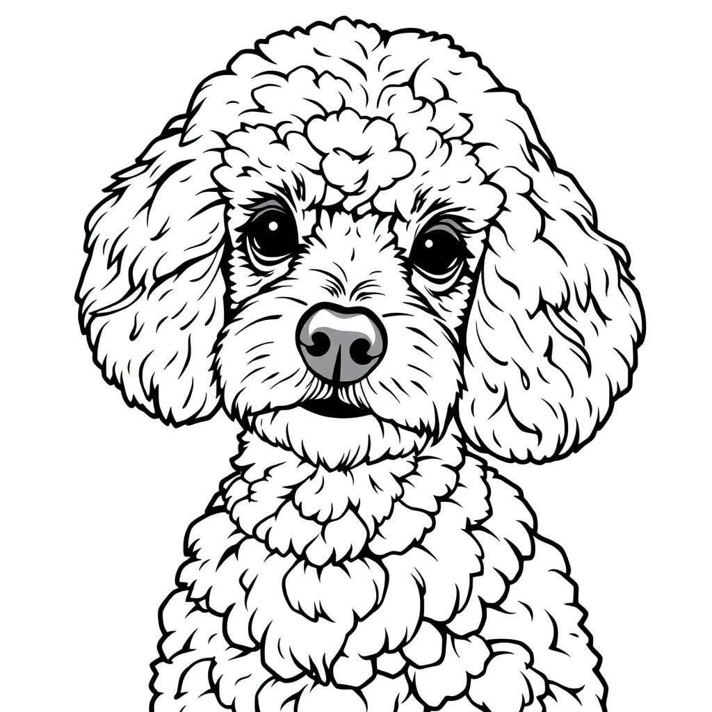 דף צביעה פורטרט פודל להדפסה