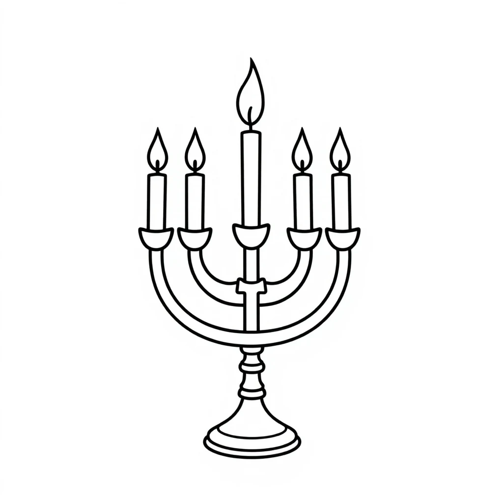 דף צביעה נר חנוכה להדפסה