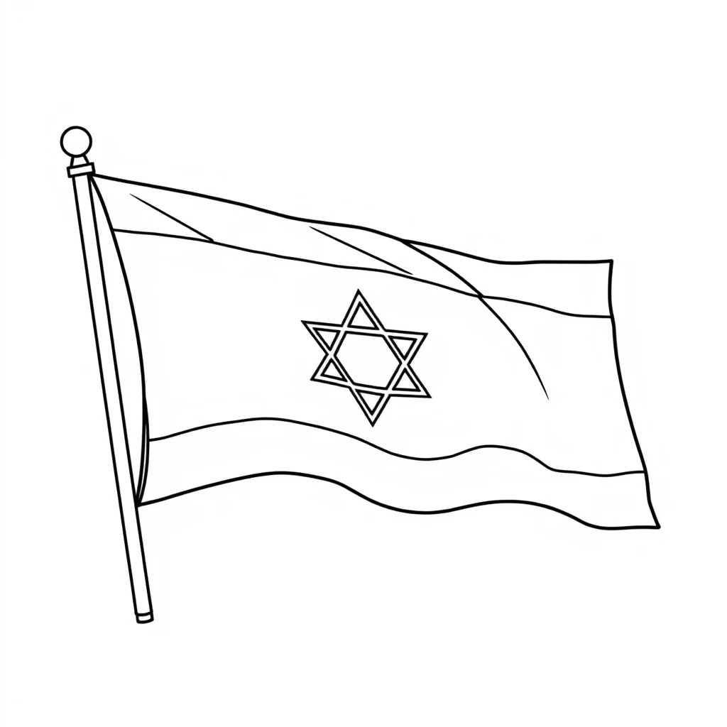 דף צביעה דגל ישראל להדפסה