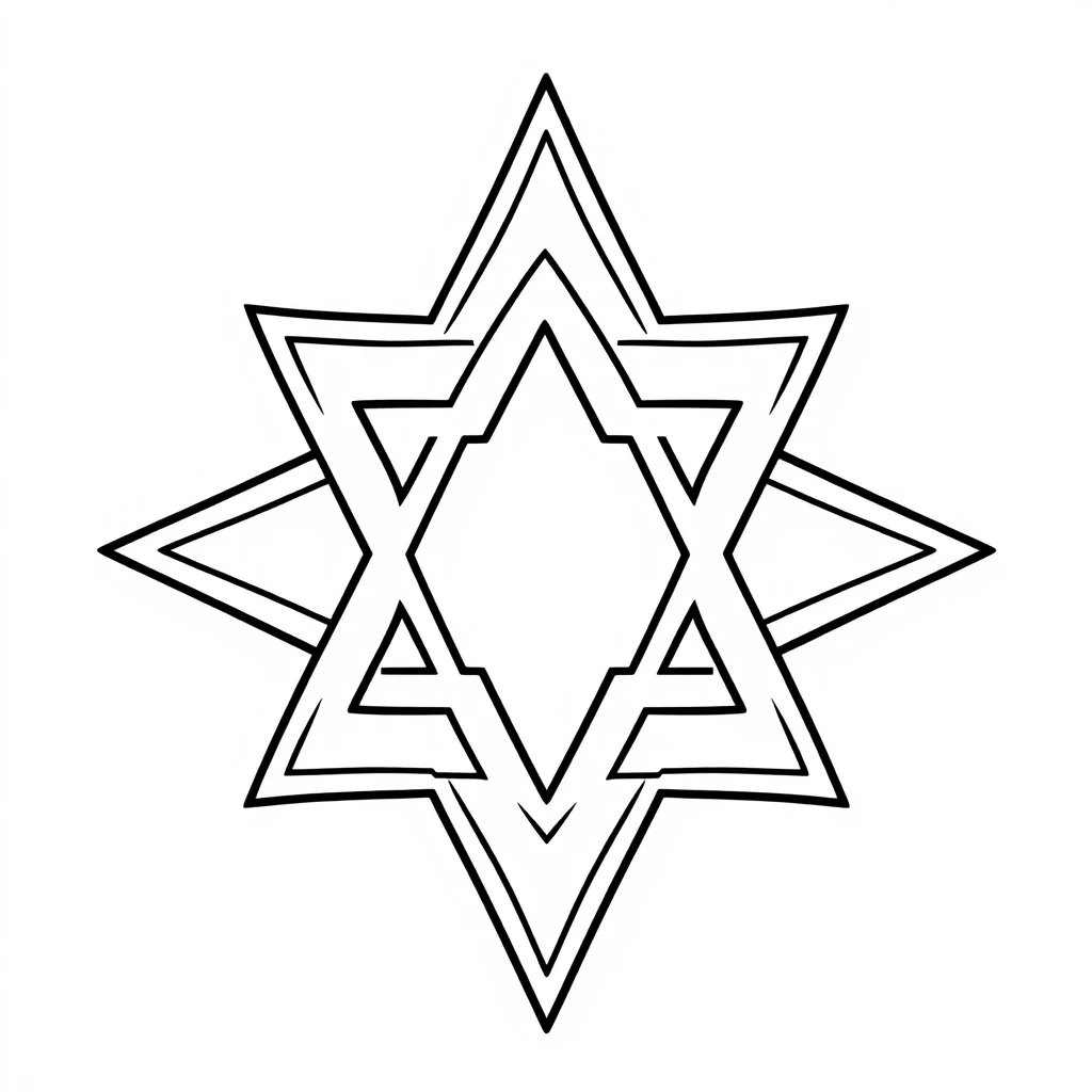 דף צביעה מגן דוד להדפסה