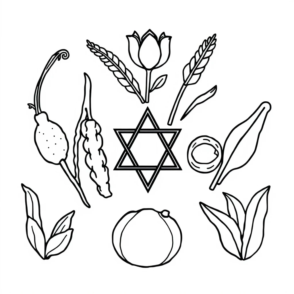דף צביעה שבעת המינים סמל להדפסה