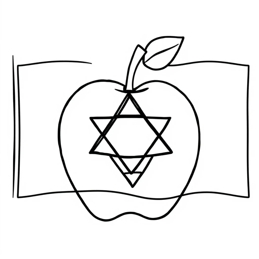 דף צביעה תפוח על דגל להדפסה