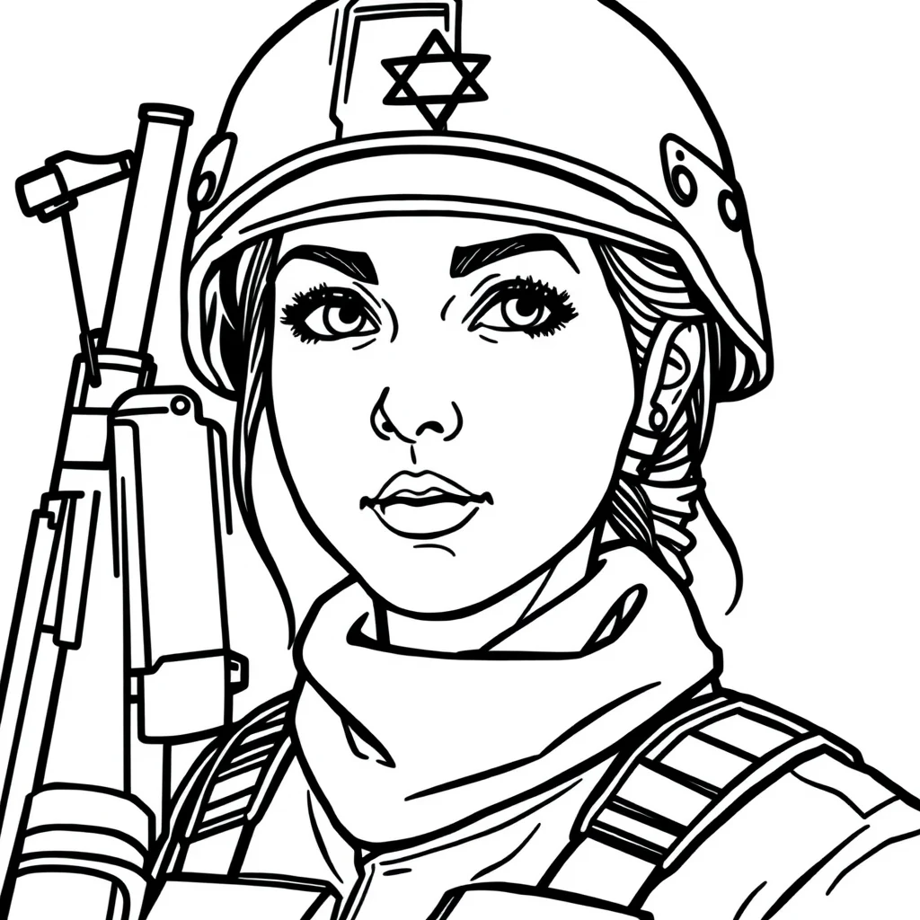 דף צביעה חיילת ישראלית להדפסה