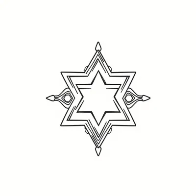 דף צביעה מגן דוד מעוצב להדפסה