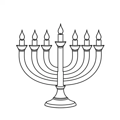דף צביעה מנורת שבעה קנים להדפסה