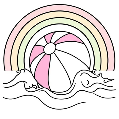 דף צביעה כדור צבעוני וגלים להדפסה