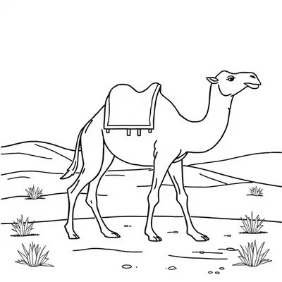דף צביעה גמל במדבר להדפסה