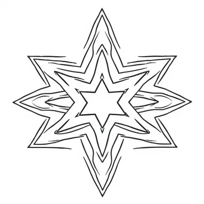 דף צביעה כוכב דוד מעוצב להדפסה