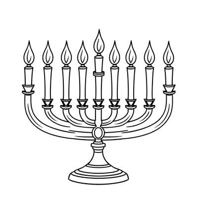 דף צביעה כרטיס חנוכה להדפסה