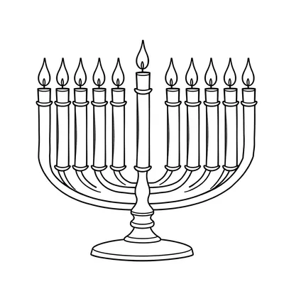 דף צביעה חנוכייה דולקת להדפסה