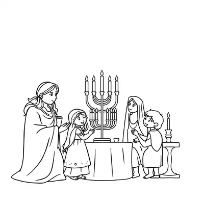 דף צביעה דגל חנוכה 2 להדפסה