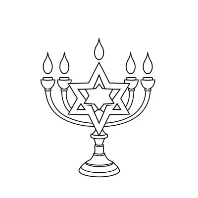 דף צביעה מגן דוד וחנוכייה להדפסה