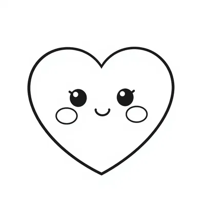 דף צביעה לב חמוד עם פנים להדפסה