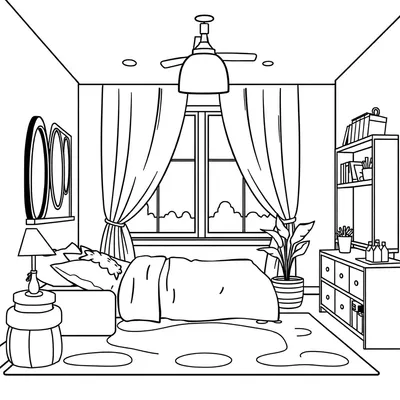 דף צביעה חדר ילדים להדפסה