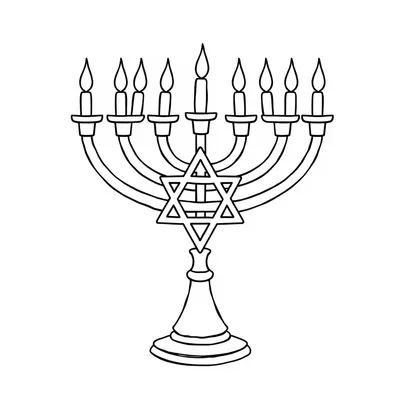 דף צביעה מנורה ישראלית להדפסה