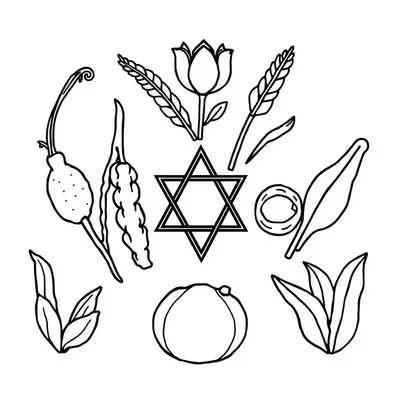 דף צביעה שבעת המינים סמל להדפסה