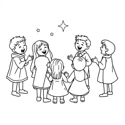 דף צביעה ילדים שרים להדפסה