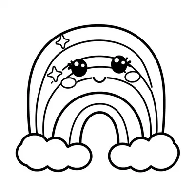 דף צביעה קשת קוואי להדפסה
