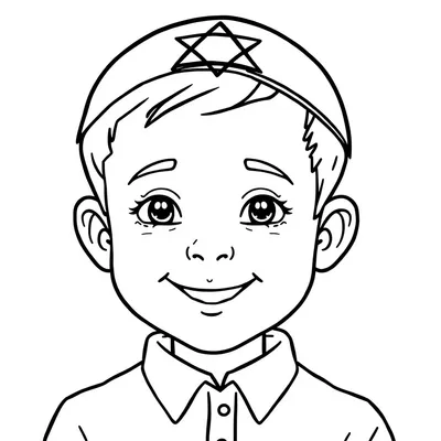 דף צביעה ילד עם כיפה להדפסה