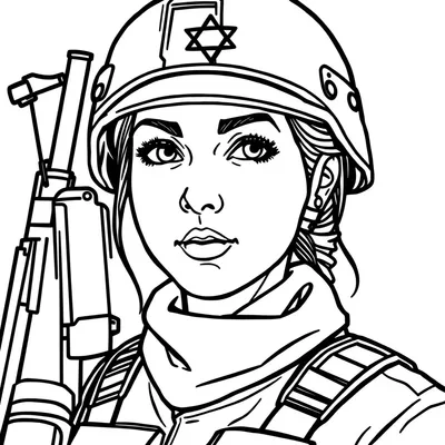 דף צביעה חיילת ישראלית להדפסה