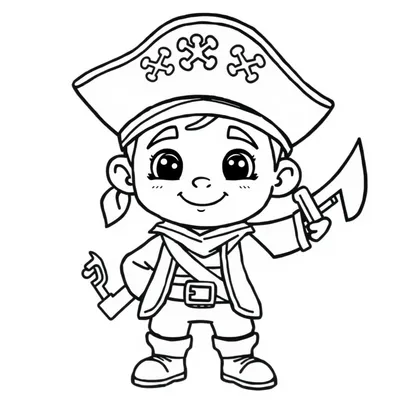 דף צביעה ילד פיראט להדפסה