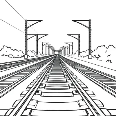 דף צביעה פסי רכבת להדפסה