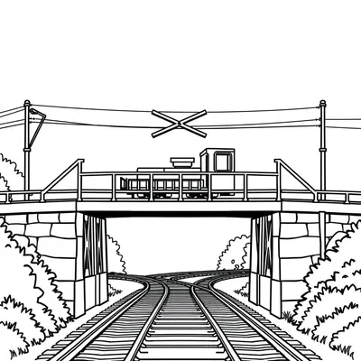דף צביעה רכבת חוצה גשר להדפסה