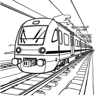 דף צביעה רכבת מהירה להדפסה