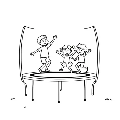 דף צביעה ילדים בטרמפולינה להדפסה