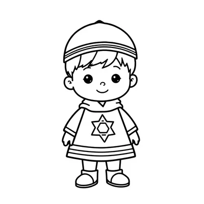 דף צביעה ילד ישראלי להדפסה