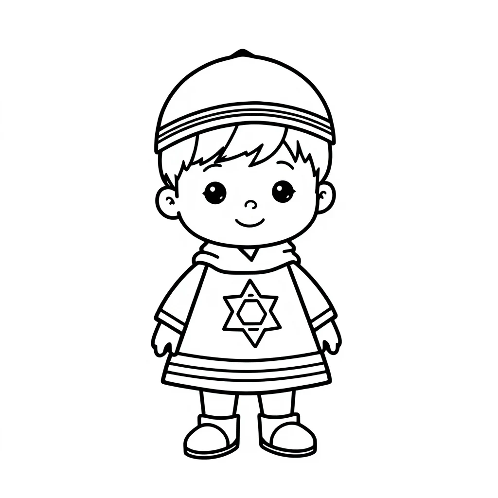 דף צביעה ילד ישראלי להדפסה